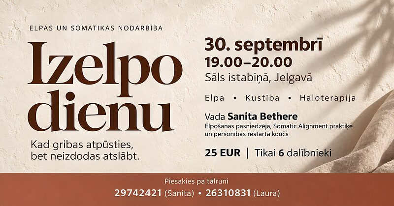 Izelpo dienu Sāls istabiņā - 30.septembrī pl 19